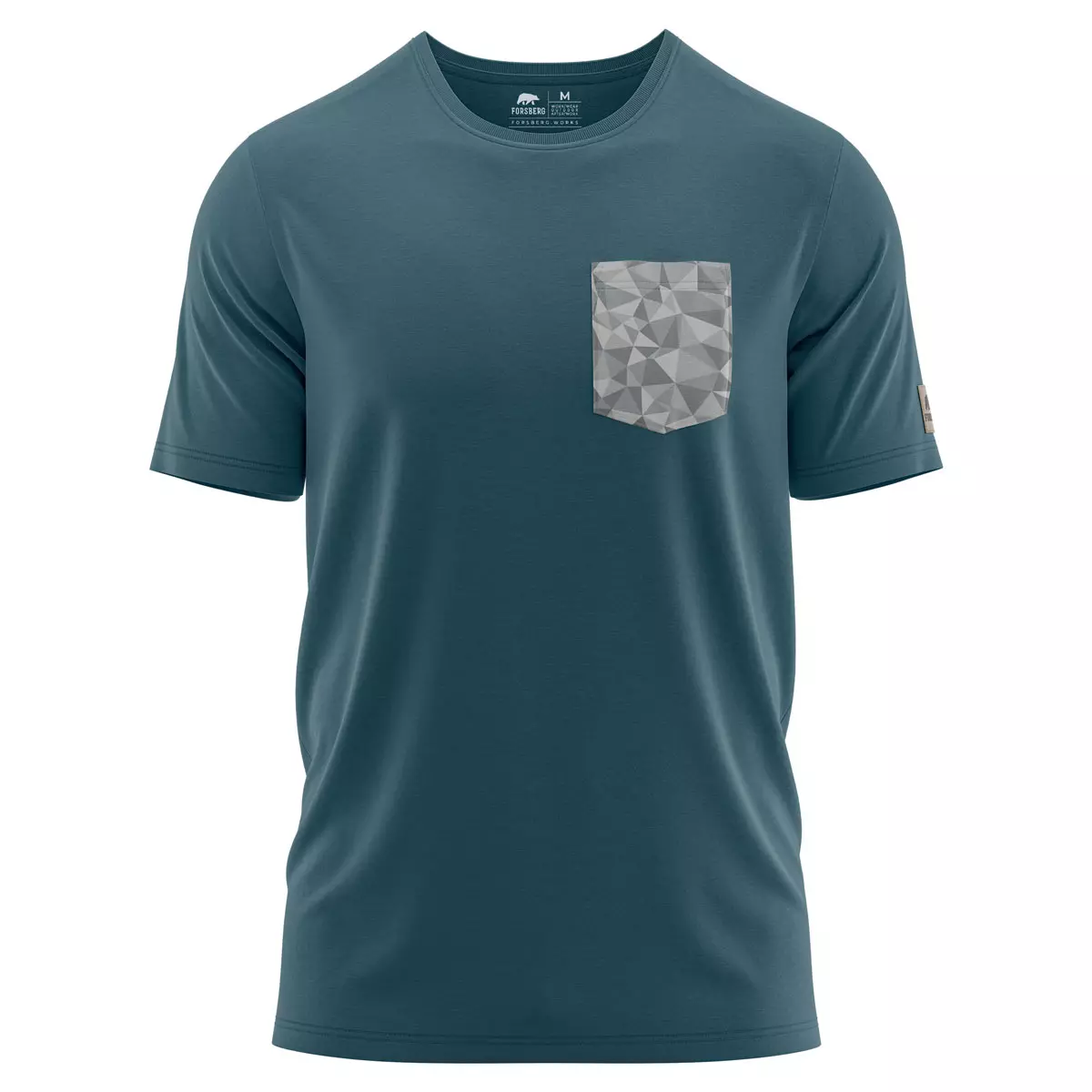 FORSBERG Pokason T-Shirt Mit Brusttasche – 100% Baumwolle, Reguläre Passform, Bär-Design